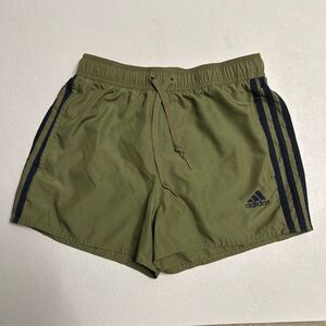 Adidas Olive Green 3-Stripes Athletic Shorts Size Small Men’s Swim Running